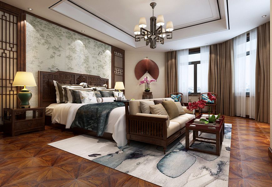 西安海珀香庭265平米中式风格鲁班装饰原创设计方案